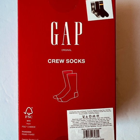 GAP Men's 3 Pair Crew Socks NIB - Picture 3 of 4